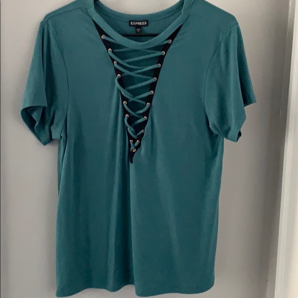 Express Lace Up Vneck